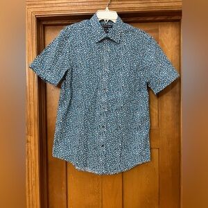 Michael Kors Geometric Print Short Sleeve Button Down Casual Dress Shirt Medium